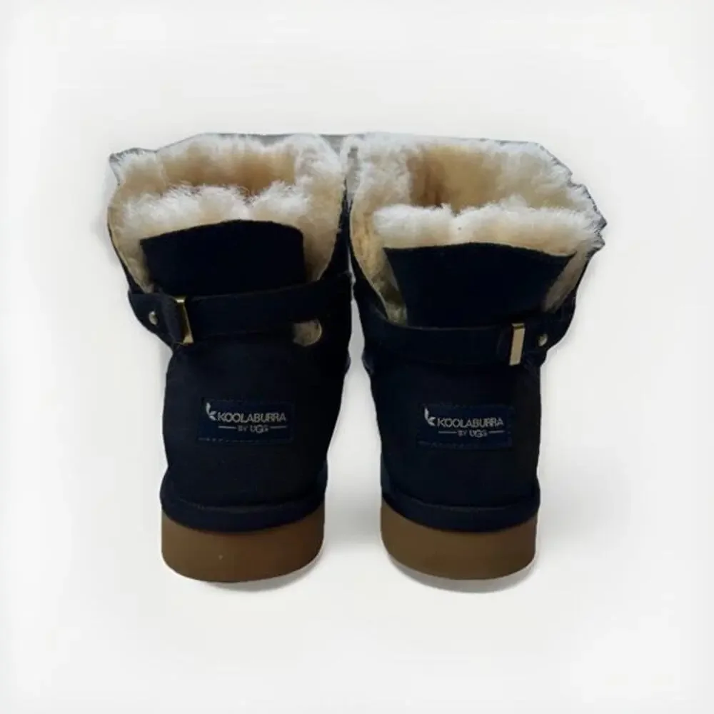 Koolaburra By Ugg Sz 7 Remley Mini Blue‎ Suede Boots Cozy Winter Ankle